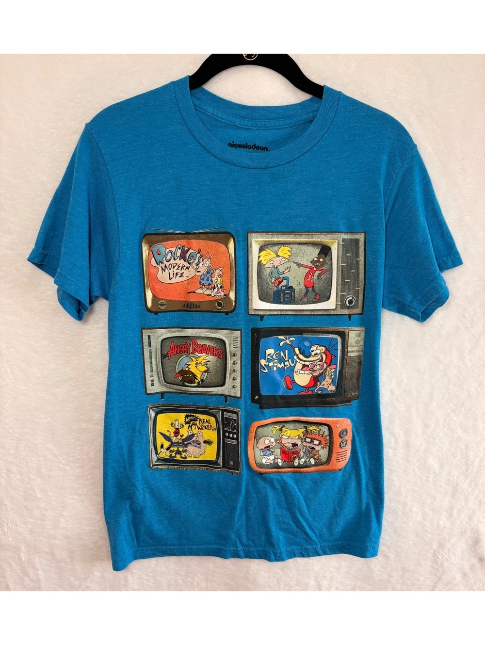 Nickelodeon 90s Cartoons T-Shirt Small Rocko Hey Arnold Rugrats Y2K